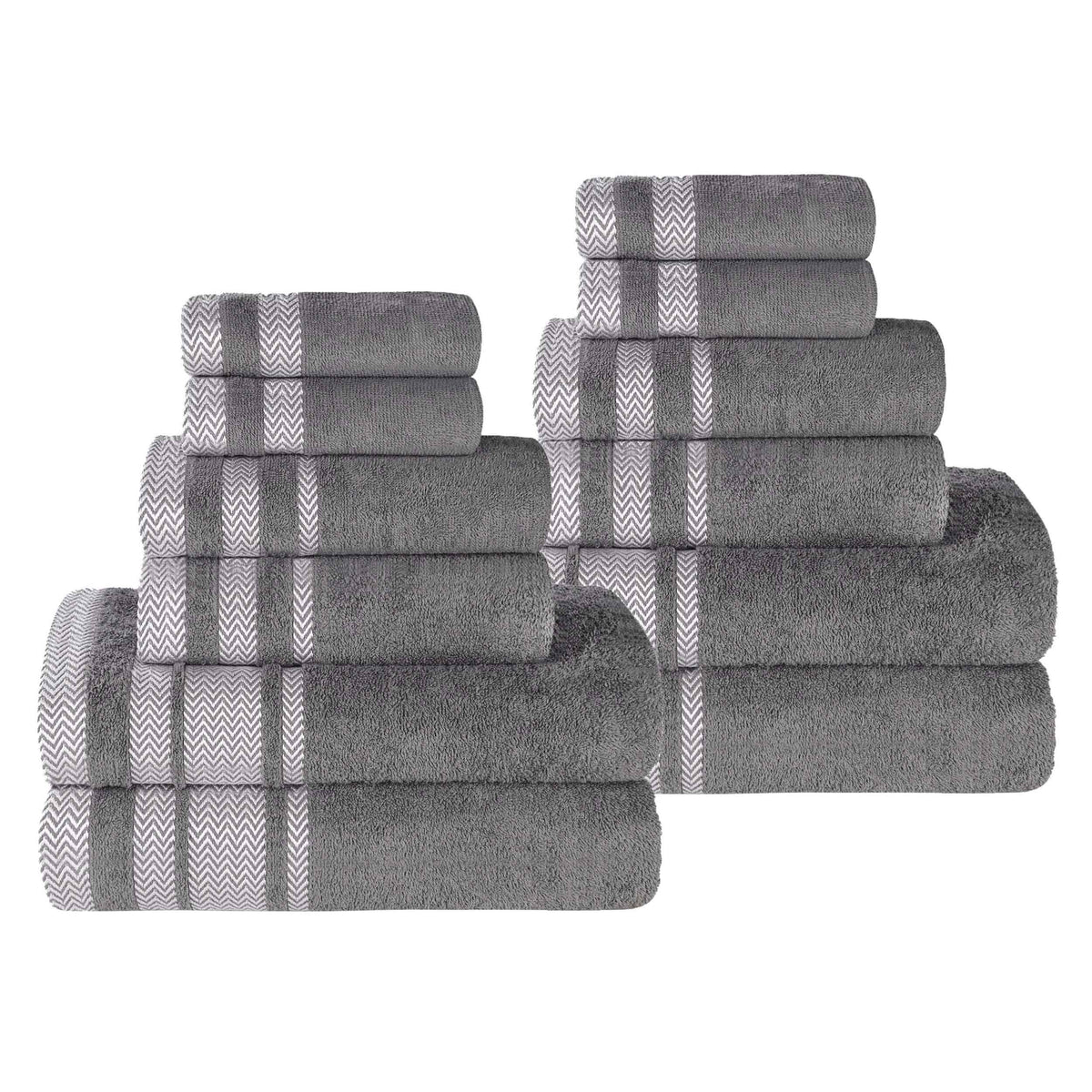 Superior "Hays" 100% Cotton Textured 12-Piece Towel Set