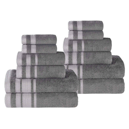 Superior "Hays" 100% Cotton Textured 12-Piece Towel Set