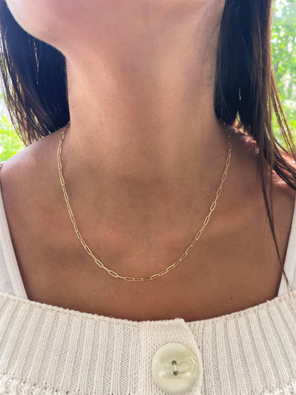 14K Italian Gold 2.5mm Paperclip Link Chain Necklace