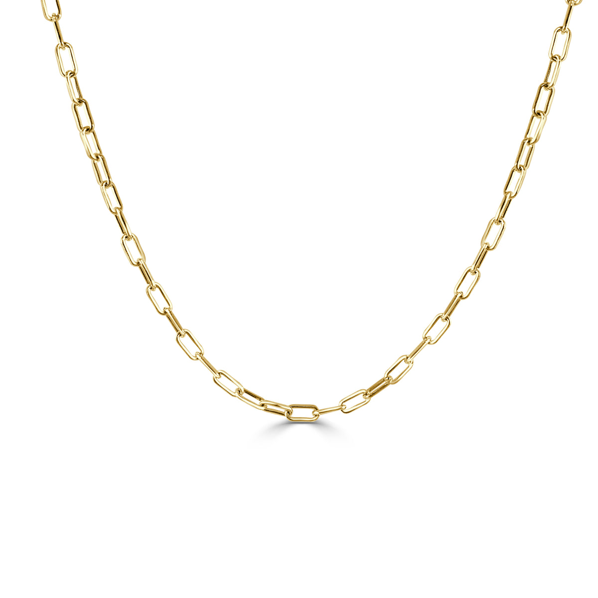 14K Italian Gold 2.5mm Paperclip Link Chain Necklace