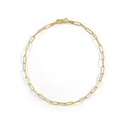 14K Italian Gold 2.5mm Paperclip Link Chain 7" Bracelet