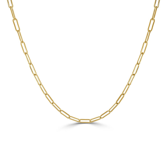 14K Italian Gold Paperclip Link Chain Choker 14" Necklace