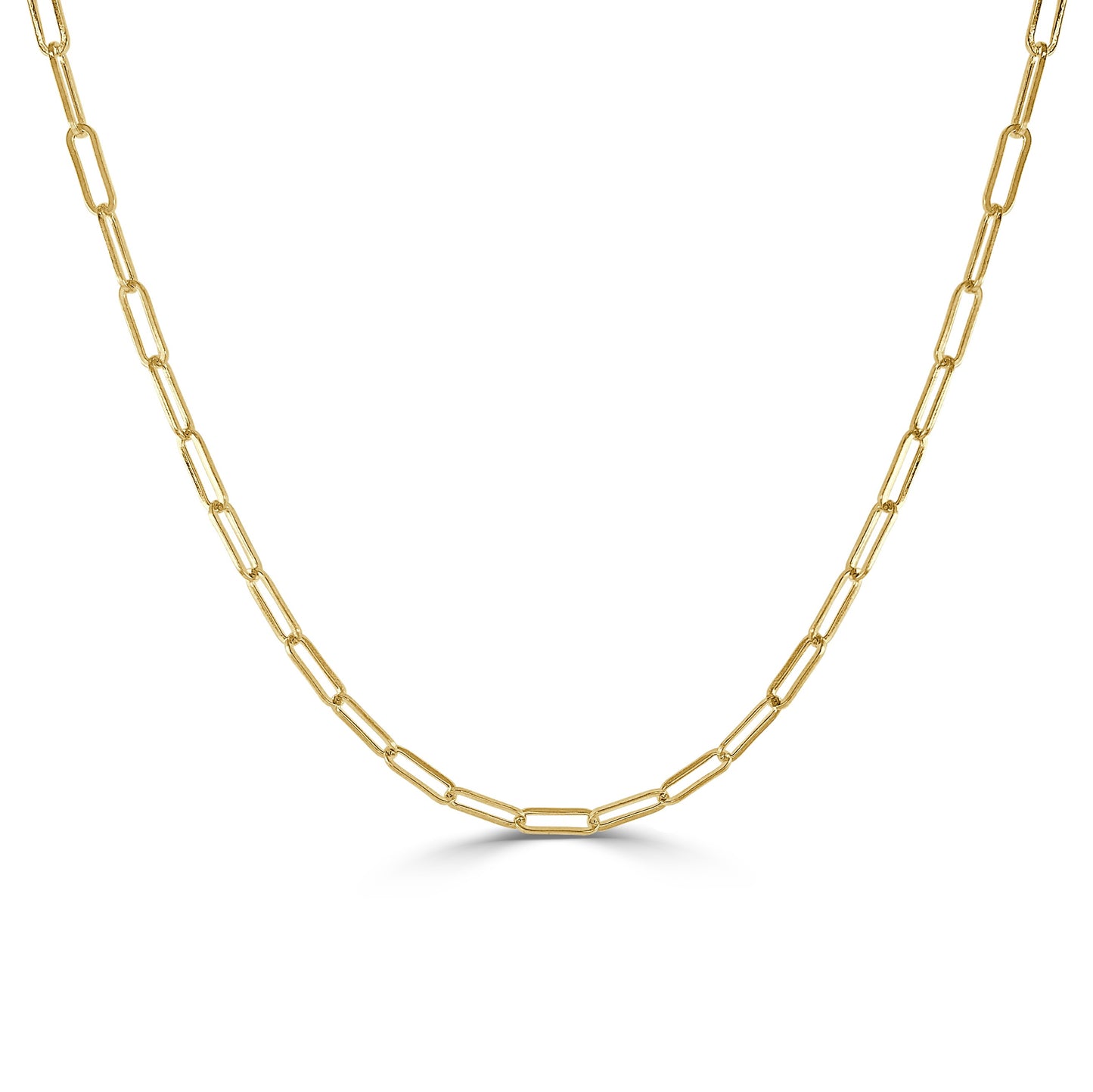 14K Italian Gold 3mm Paperclip Link Chain Necklace