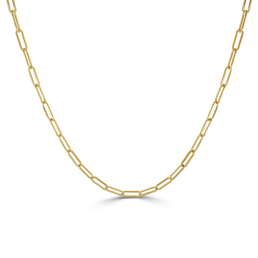 14K Italian Gold 3mm Paperclip Link Chain Necklace