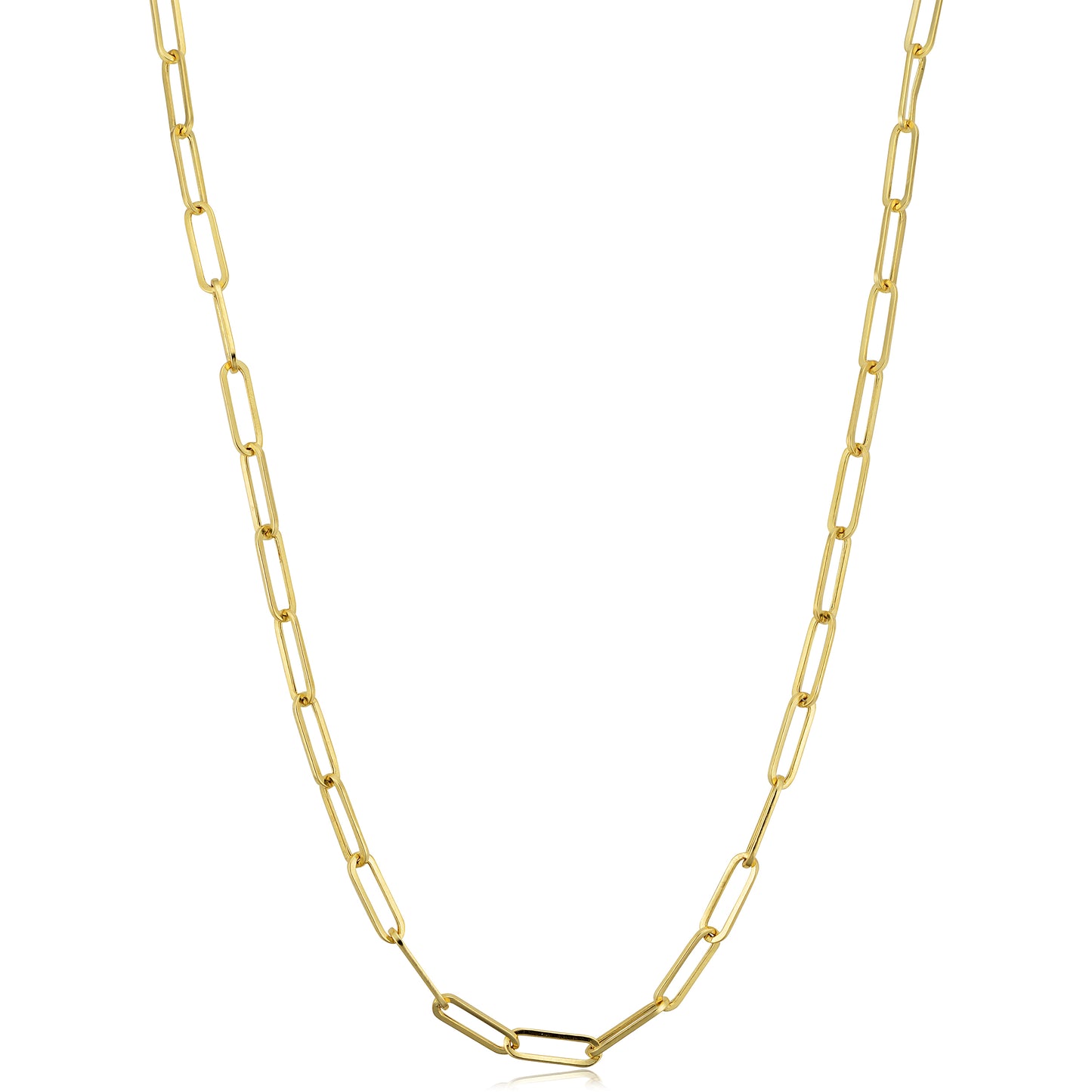 14K Italian Gold 3mm Paperclip Link Chain Necklace