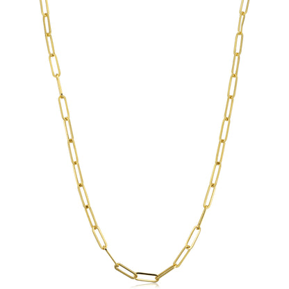 14K Italian Gold 3mm Paperclip Link Chain Necklace