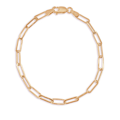 14K Italian Gold 3mm Paperclip Link Chain 7" Bracelet