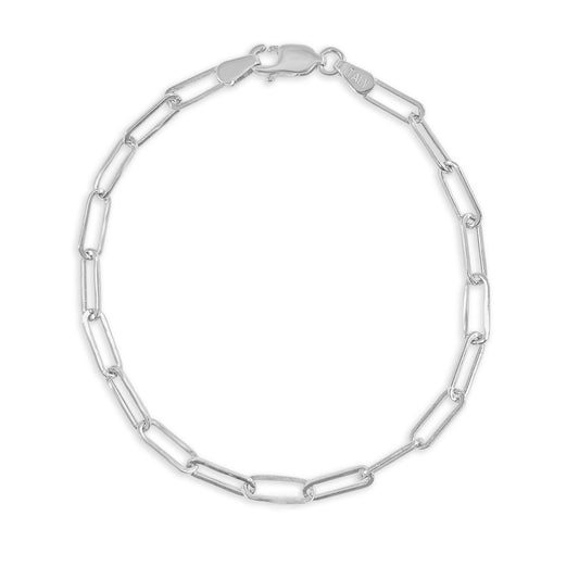 14K Italian Gold 3mm Paperclip Link Chain 7" Bracelet