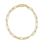 14K Italian Gold 3mm Paperclip Link Chain 7" Bracelet