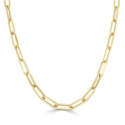 14K Italian Gold 4mm Paperclip Link Chain 18" Necklace