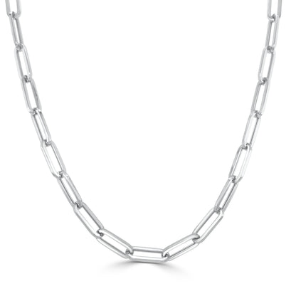 14K Italian Gold 4mm Paperclip Link Chain 18" Necklace