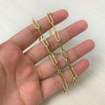 14K Italian Gold 4mm Paperclip Link Chain 18" Necklace