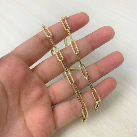 14K Italian Gold 4mm Paperclip Link Chain 18" Necklace
