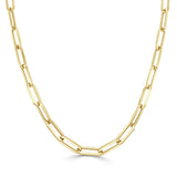 14K Italian Gold 4mm Paperclip Link Chain 18" Necklace
