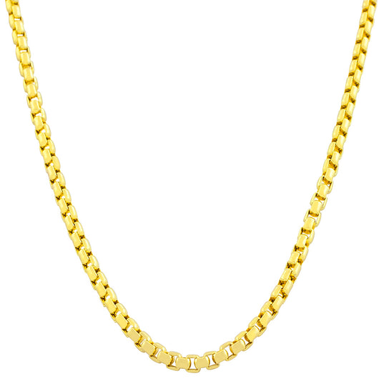 14K Italian Gold Hollow Round Box Chain 18" Necklace