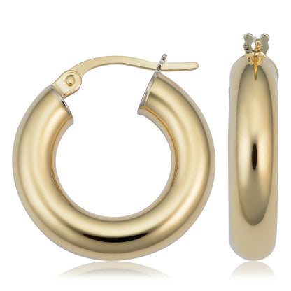 14K Italian Gold Round Polished Hoop Earrings