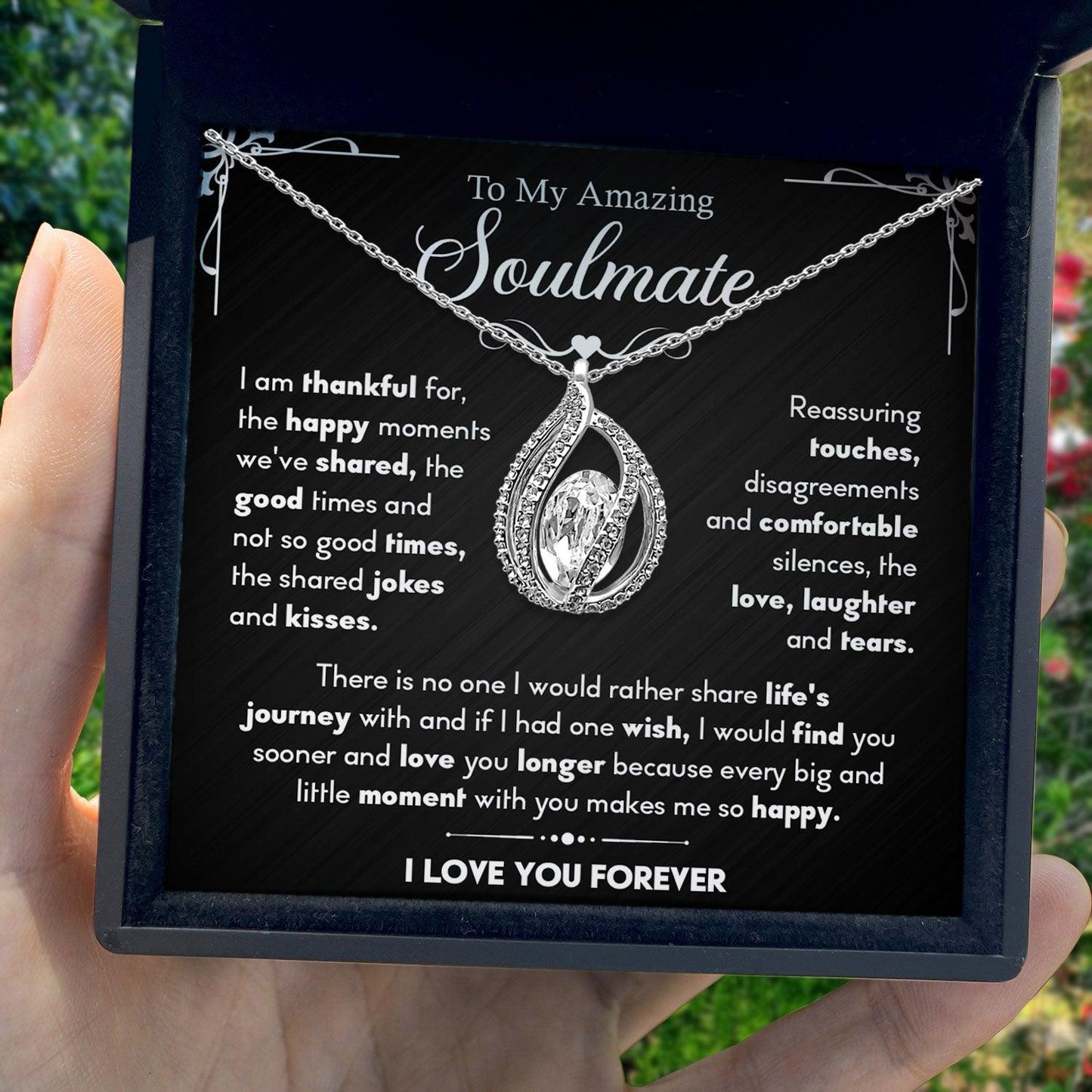 TRYNDI Rhodium Plated "To My Amazing Soulmate" Swarovski Crystal Birdcage Necklace