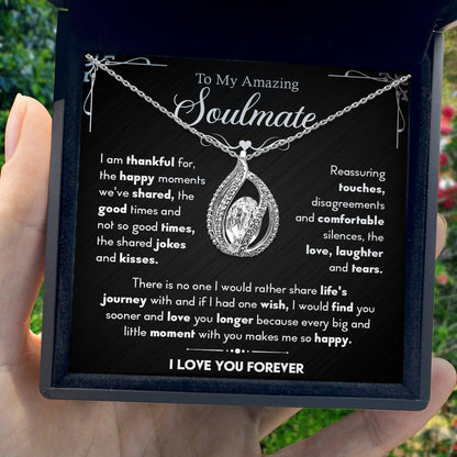 TRYNDI Rhodium Plated "To My Amazing Soulmate" Swarovski Crystal Birdcage Necklace