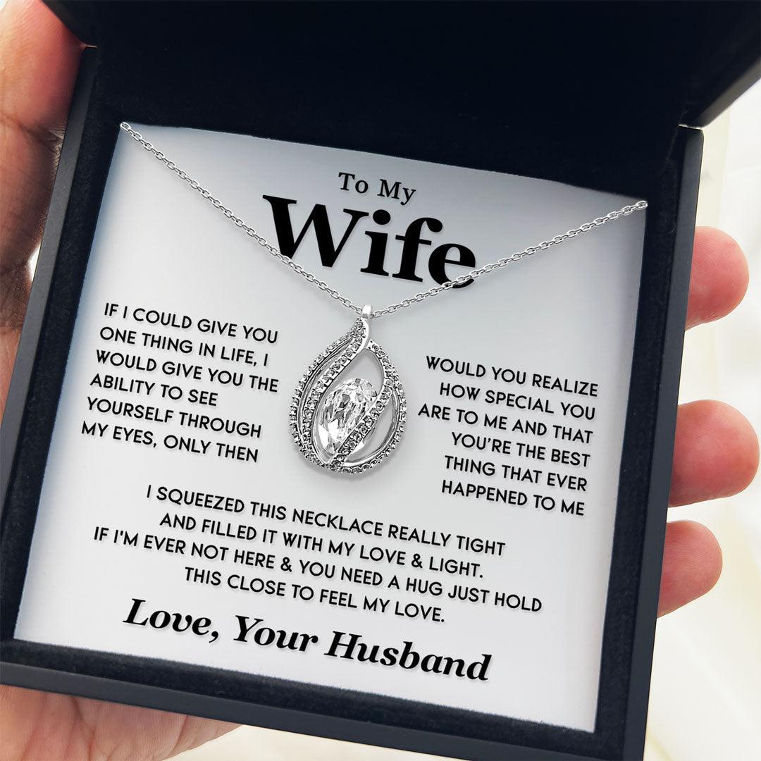 TRYNDI Rhodium Plated "To My Wife" Swarovski Crystal Necklace