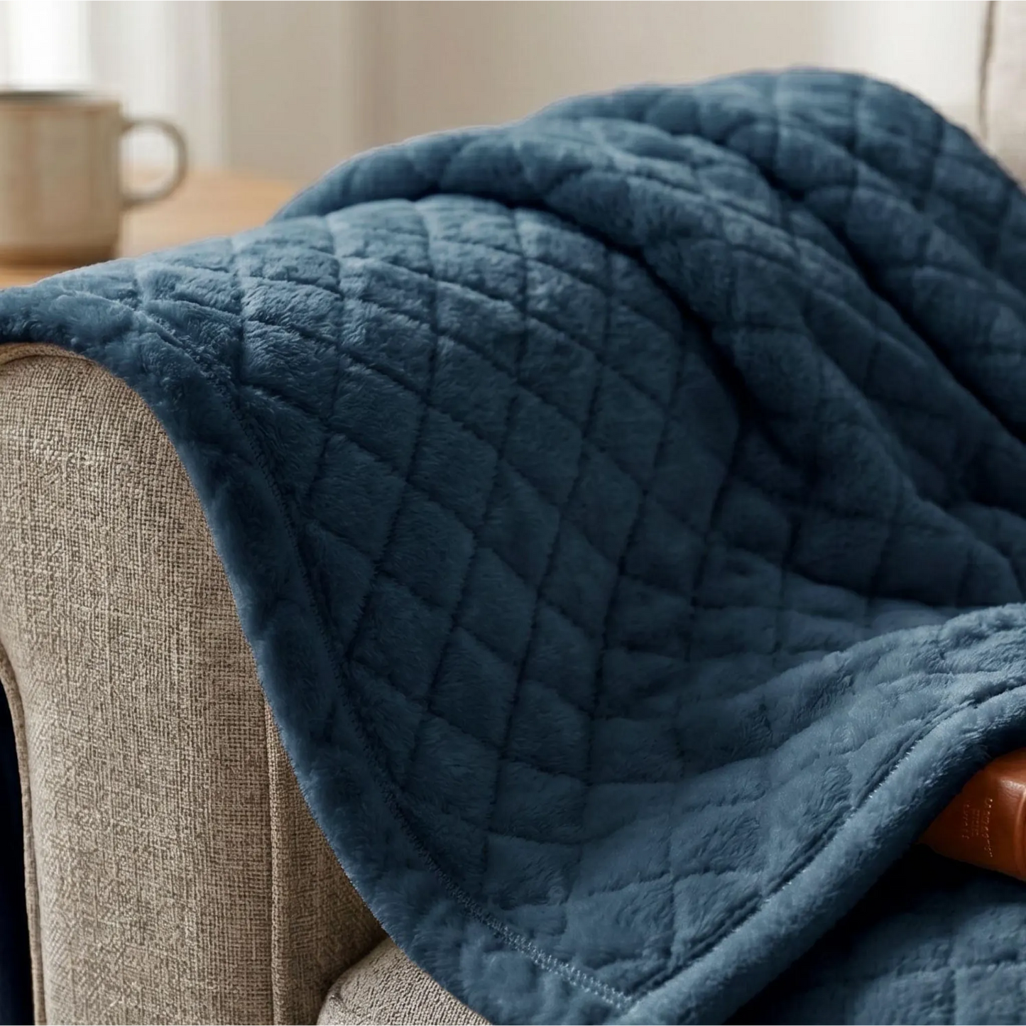 Superior "Holly" Geometric Textured 
Lightweight Fleece Blanket