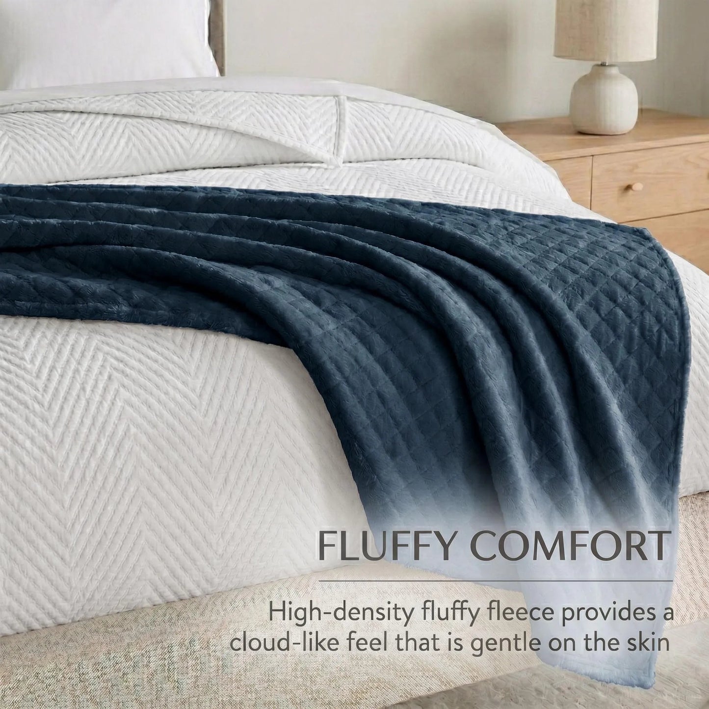 Superior "Holly" Geometric Textured 
Lightweight Fleece Blanket
