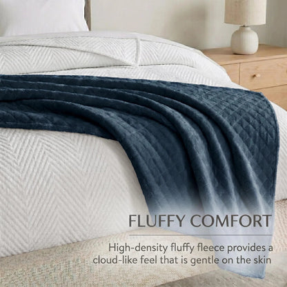 Superior "Holly" Geometric Textured 
Lightweight Fleece Blanket