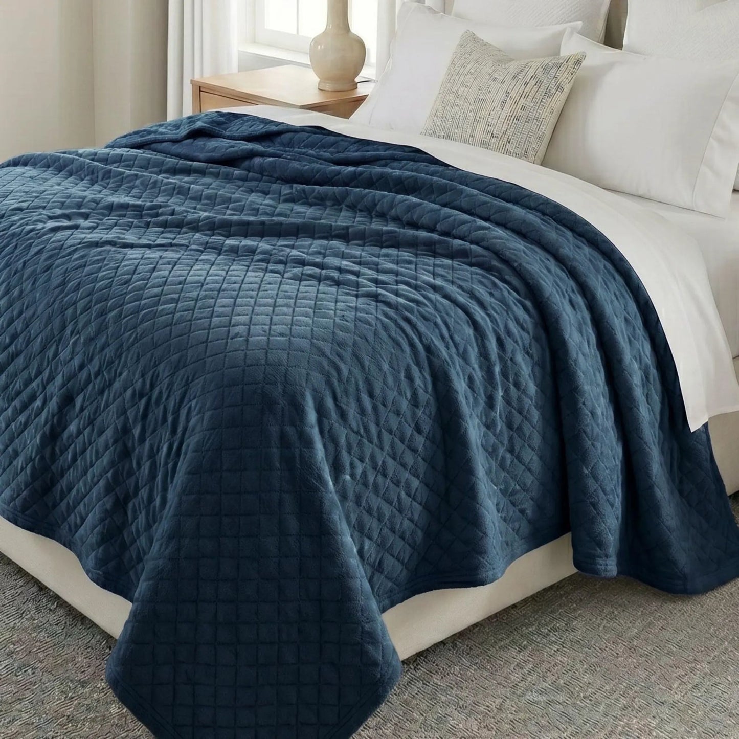 Superior "Holly" Geometric Textured 
Lightweight Fleece Blanket