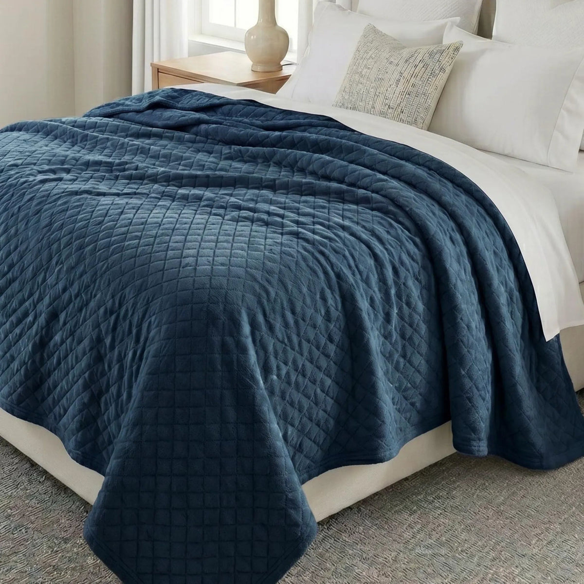 Superior "Holly" Geometric Textured 
Lightweight Fleece Blanket