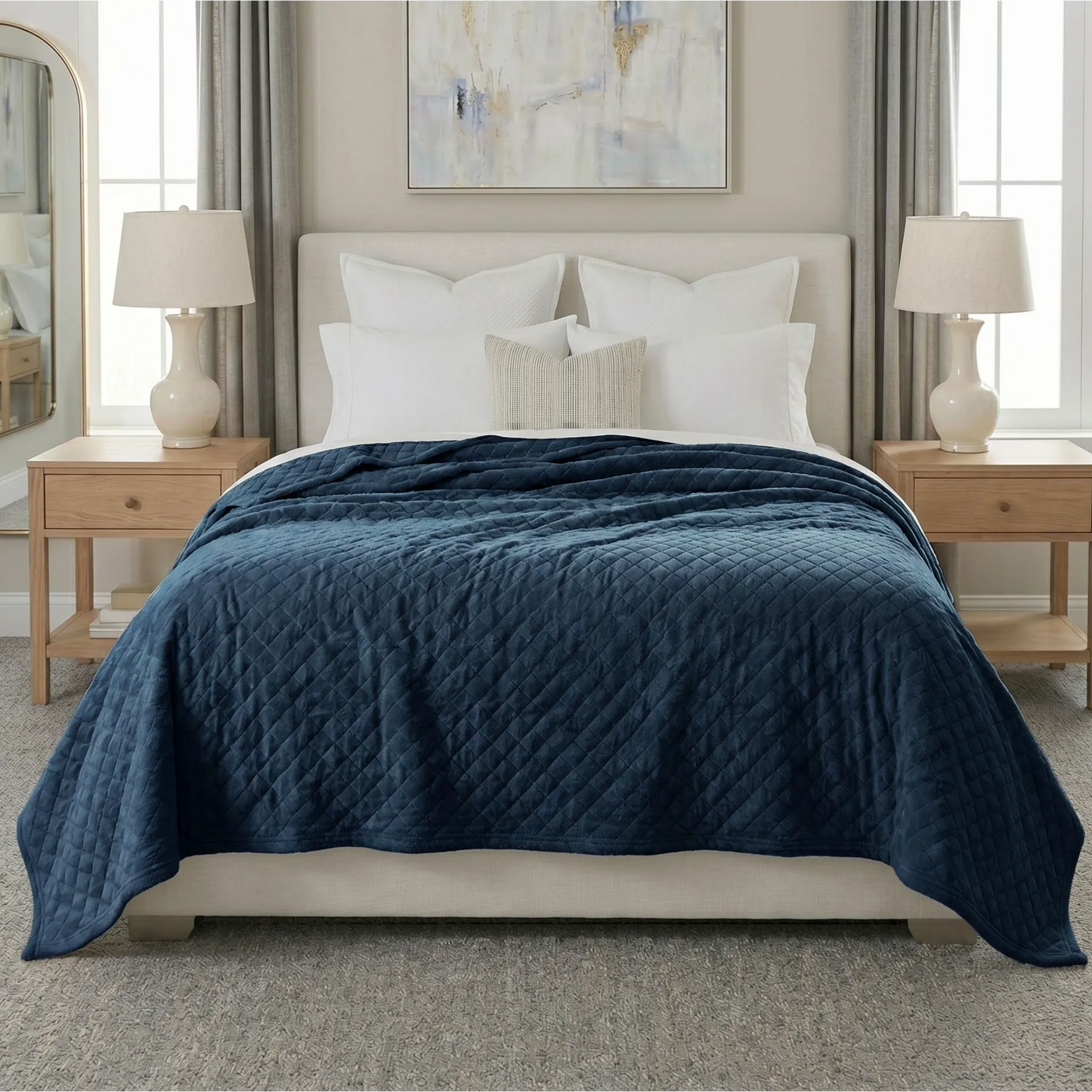 Superior "Holly" Geometric Textured 
Lightweight Fleece Blanket