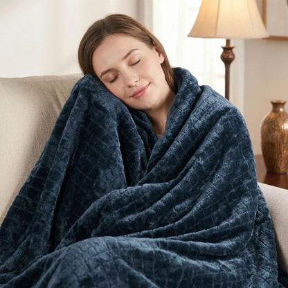 Superior "Holly" Geometric Textured 
Lightweight Fleece Blanket