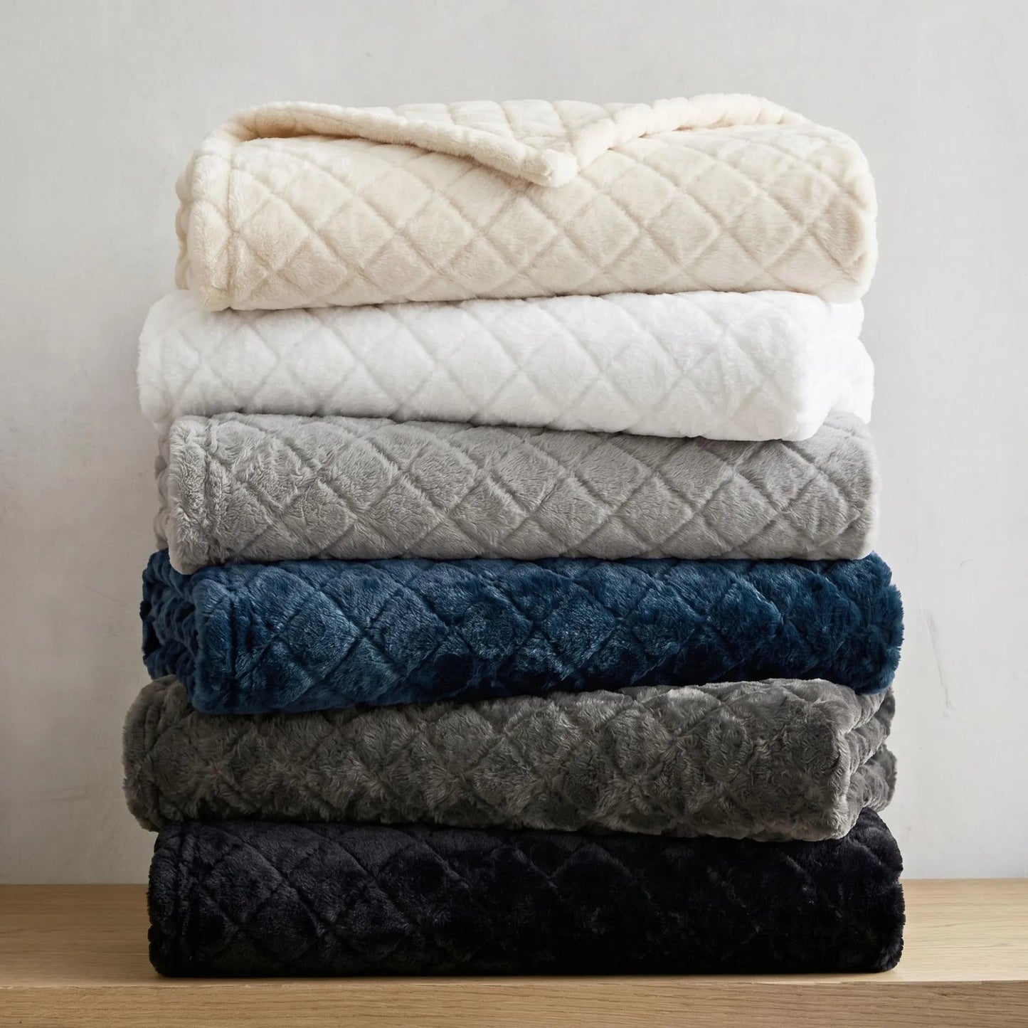 Superior "Holly" Geometric Textured 
Lightweight Fleece Blanket