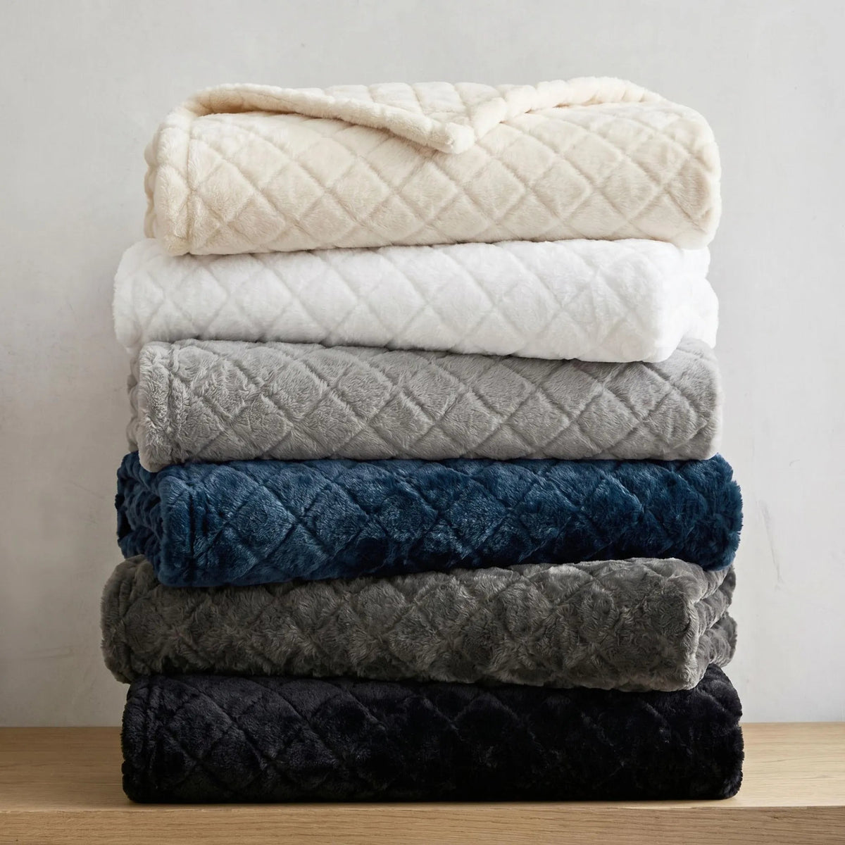 Superior "Holly" Geometric Textured 
Lightweight Fleece Blanket