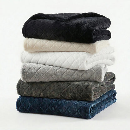 Superior "Holly" Geometric Textured 
Lightweight Fleece Blanket