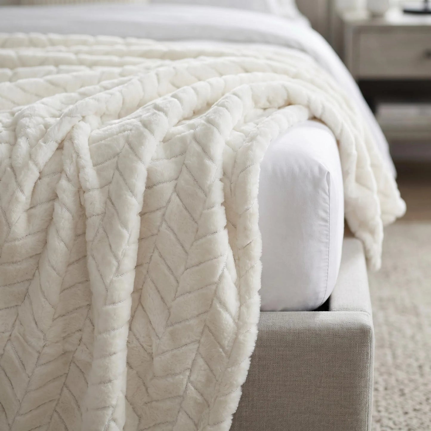 Superior "Hope" Textured Chevron and Herringbone 
Pattern Fleece Blanket