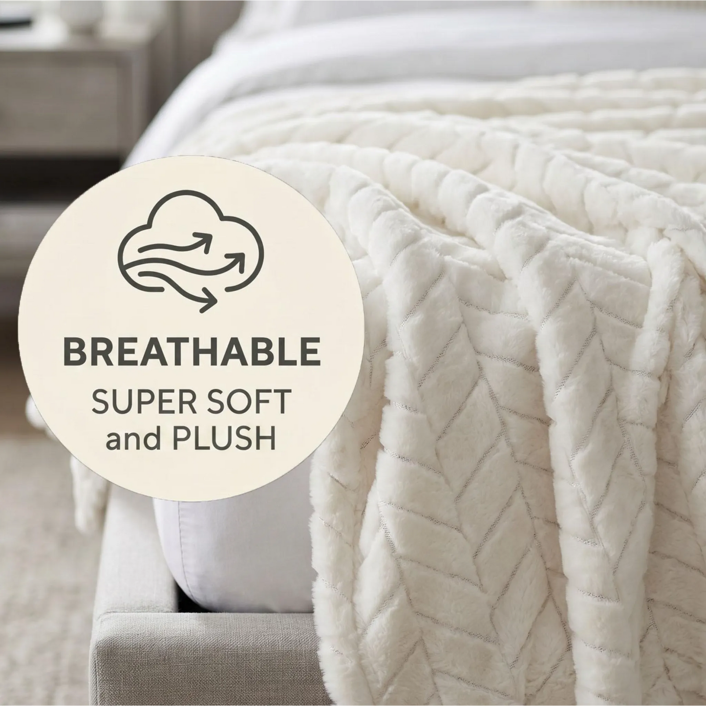 Superior "Hope" Textured Chevron and Herringbone 
Pattern Fleece Blanket