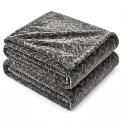 Superior "Hope" Textured Chevron and Herringbone 
Pattern Fleece Blanket