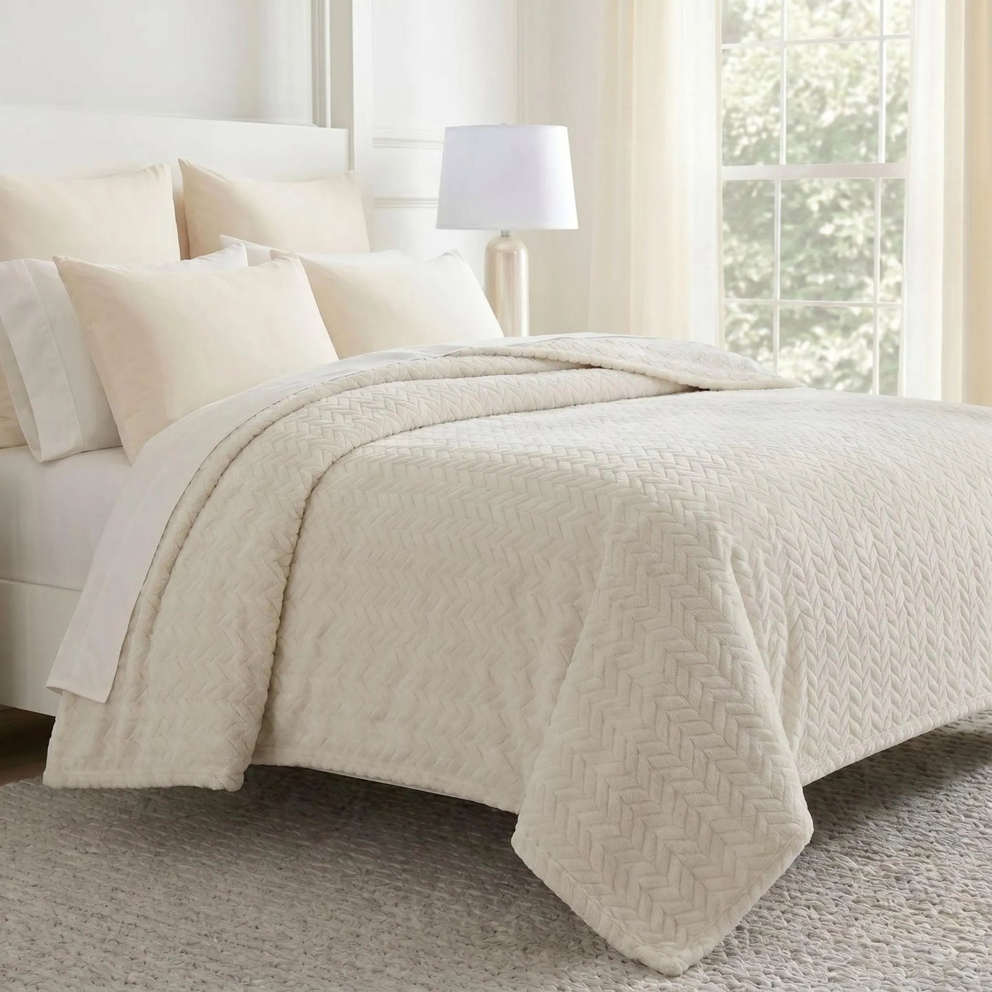Superior "Hope" Textured Chevron and Herringbone 
Pattern Fleece Blanket
