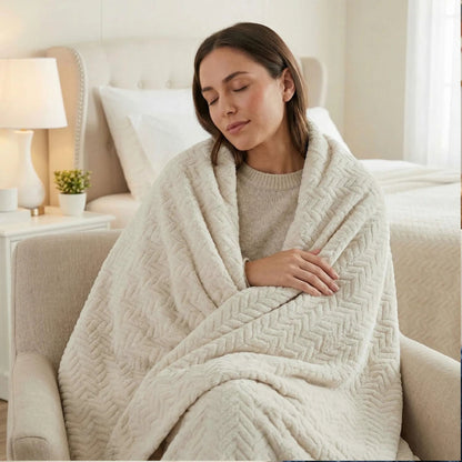 Superior "Hope" Textured Chevron and Herringbone 
Pattern Fleece Blanket