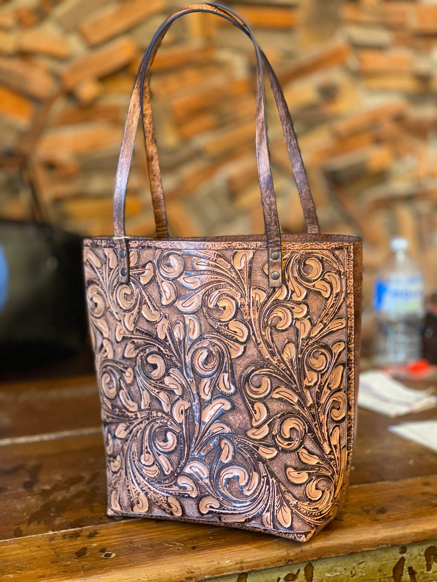 ALLE Handbags Elodia Fine Hand-Tooled Leather Tote Bag