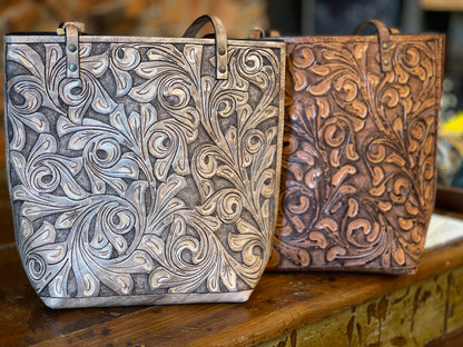 ALLE Handbags Elodia Fine Hand-Tooled Leather Tote Bag