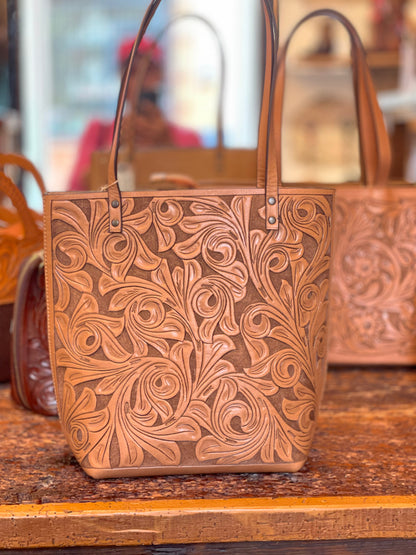 ALLE Handbags Elodia Fine Hand-Tooled Leather Tote Bag