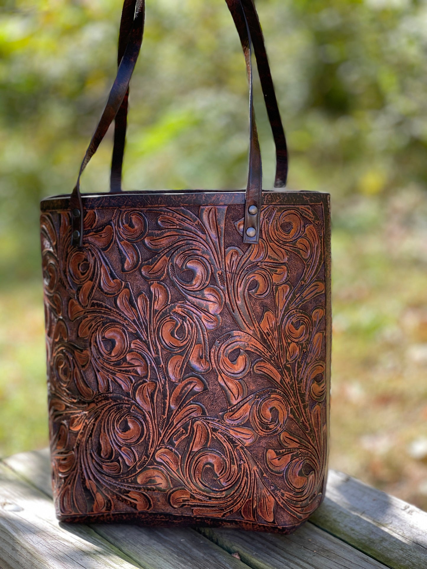 ALLE Handbags Elodia Fine Hand-Tooled Leather Tote Bag