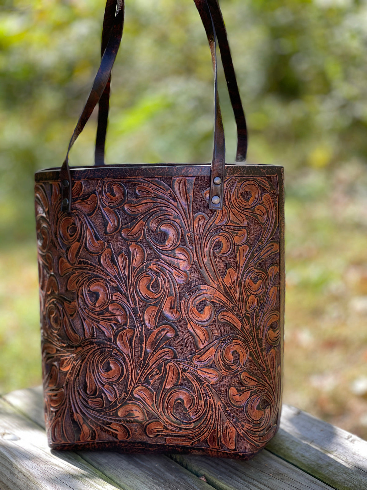 ALLE Handbags Elodia Fine Hand-Tooled Leather Tote Bag