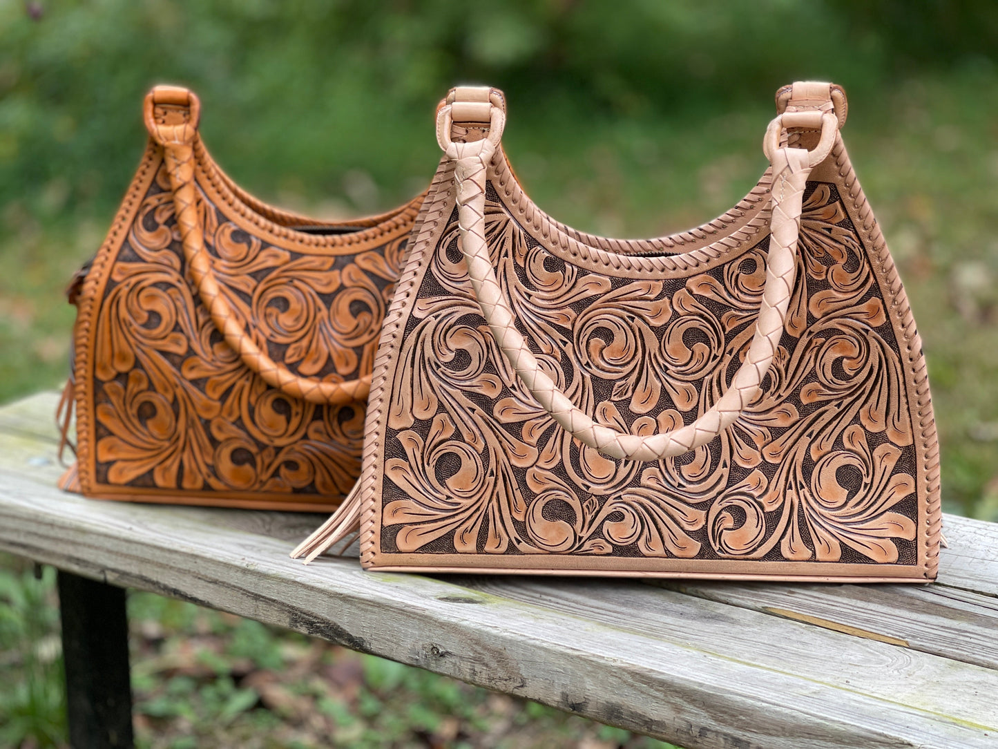 ALLE Handbags Luna Hand-Tooled Leather Hobo Bag