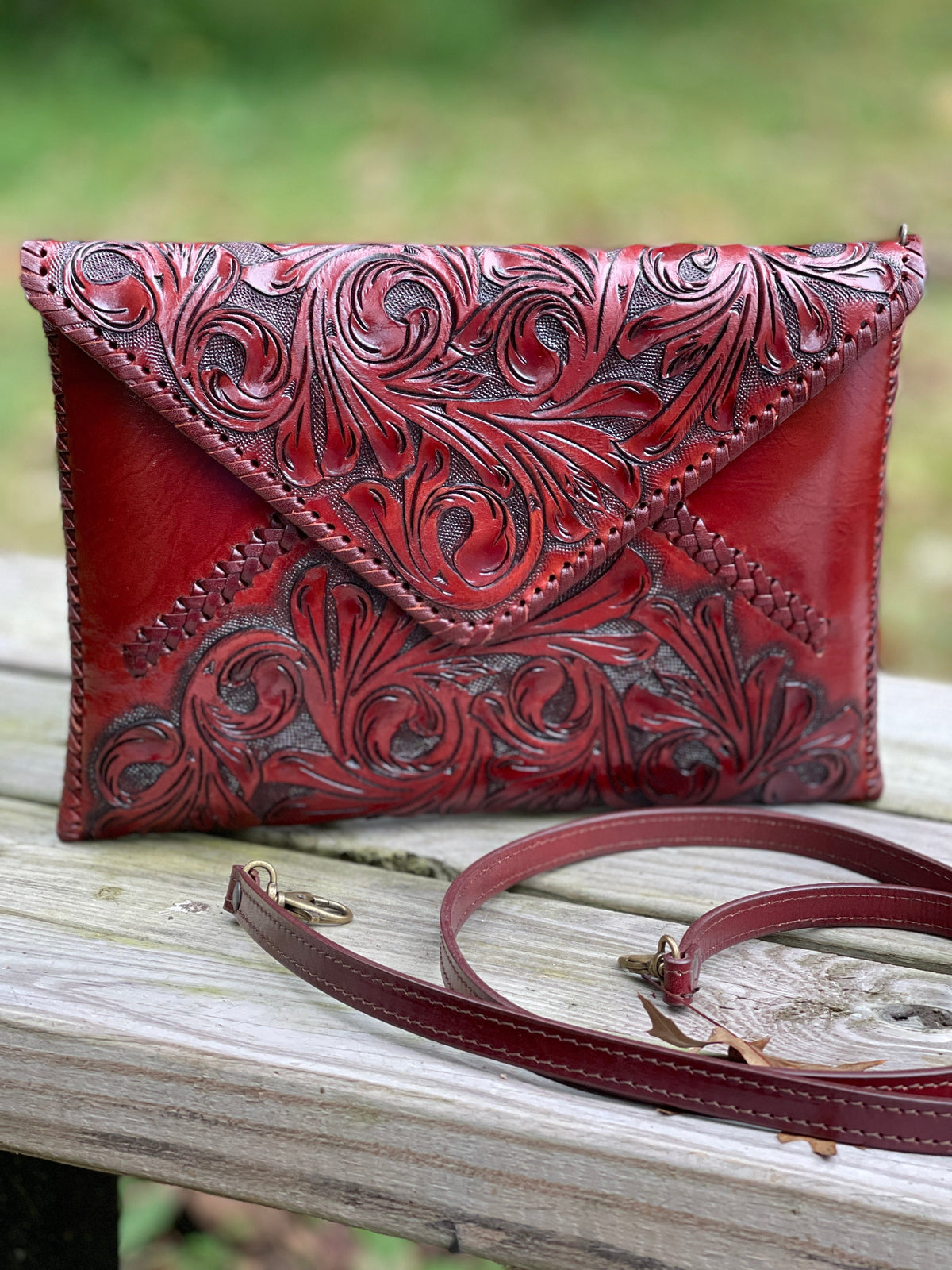 ALLE Handbags Italia Hand-Tooled Leather Crossbody & Clutch Bag