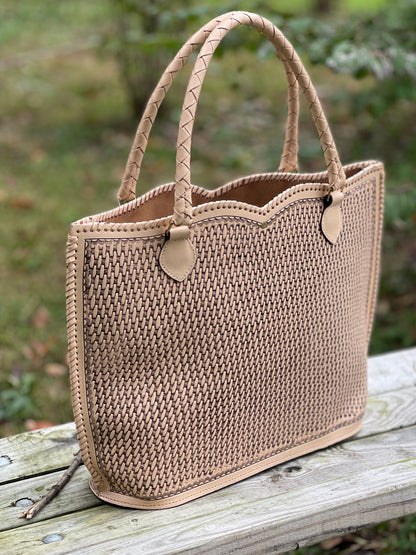 ALLE Handbags Ibiza Hand Tooled Leather Extra Large Tote Travel Bag