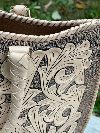 ALLE Handbags Ibiza Hand Tooled Leather Extra Large Tote Travel Bag