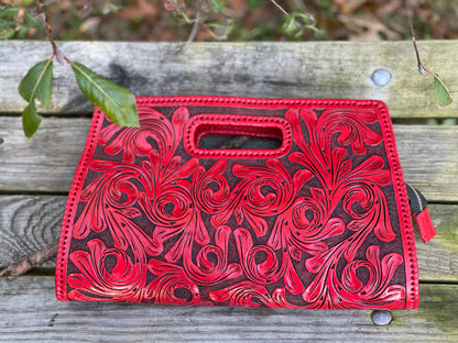 ALLE Handbags Envelope Hand-Tooled Leather Large Clutch Bag
