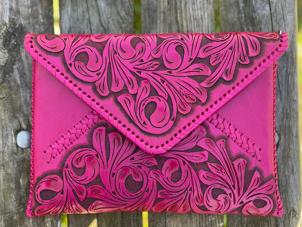 ALLE Handbags Italia Hand-Tooled Leather Crossbody & Clutch Bag