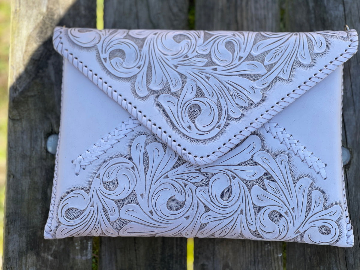 ALLE Handbags Italia Hand-Tooled Leather Crossbody & Clutch Bag
